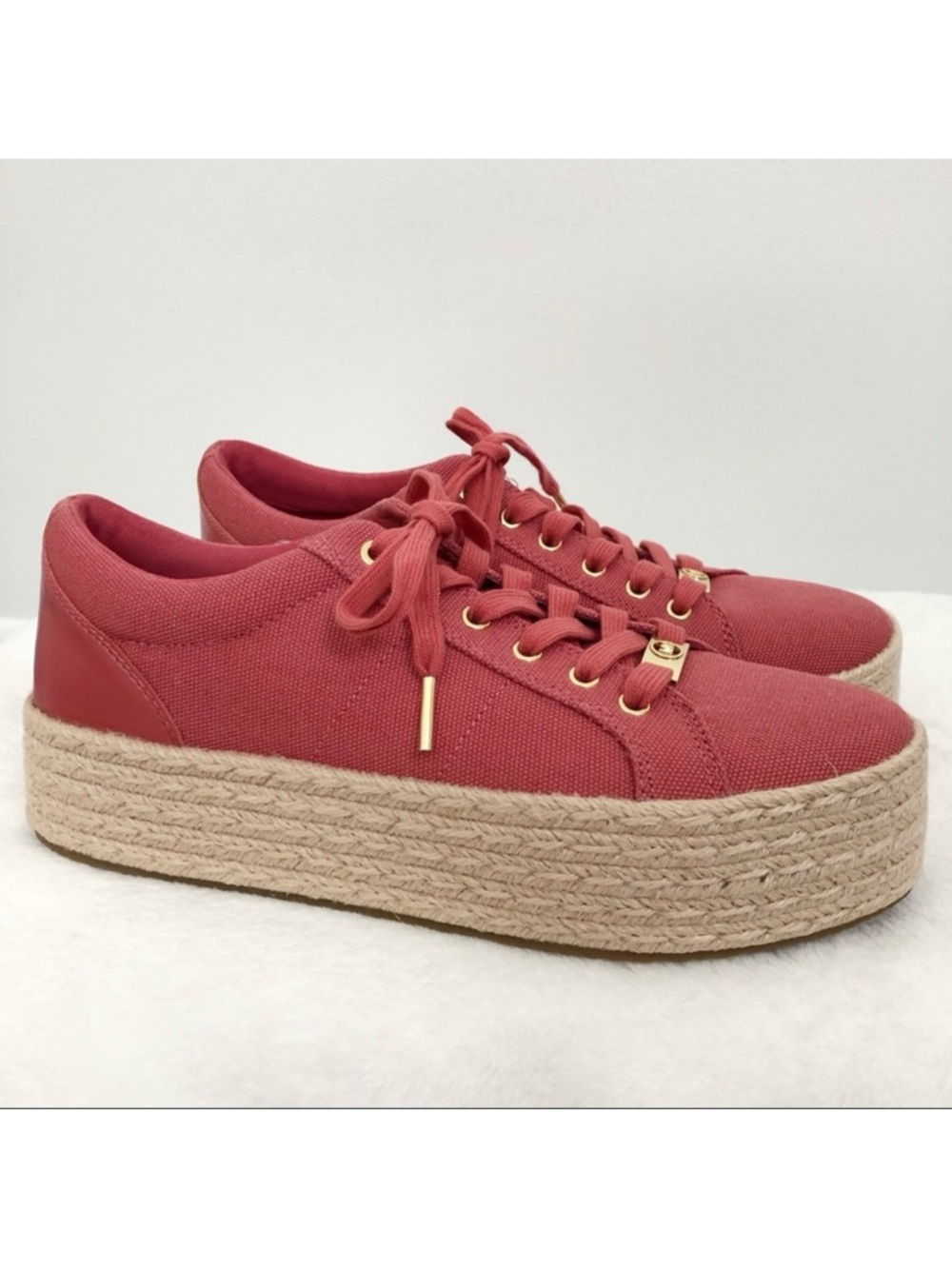 Michael Kors Libby Pink Canvas Platform Espadrille Women’s Size 9.5 NEW